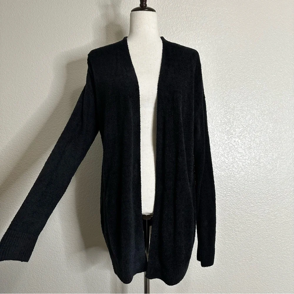 Barefoot Dreams Cozychic Lite Black Open Front Soft Sweater Cardigan, Sz Large - Picture 2 of 12